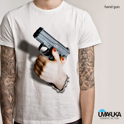 Umakuka Kaos Oblong 3D Hand Gun